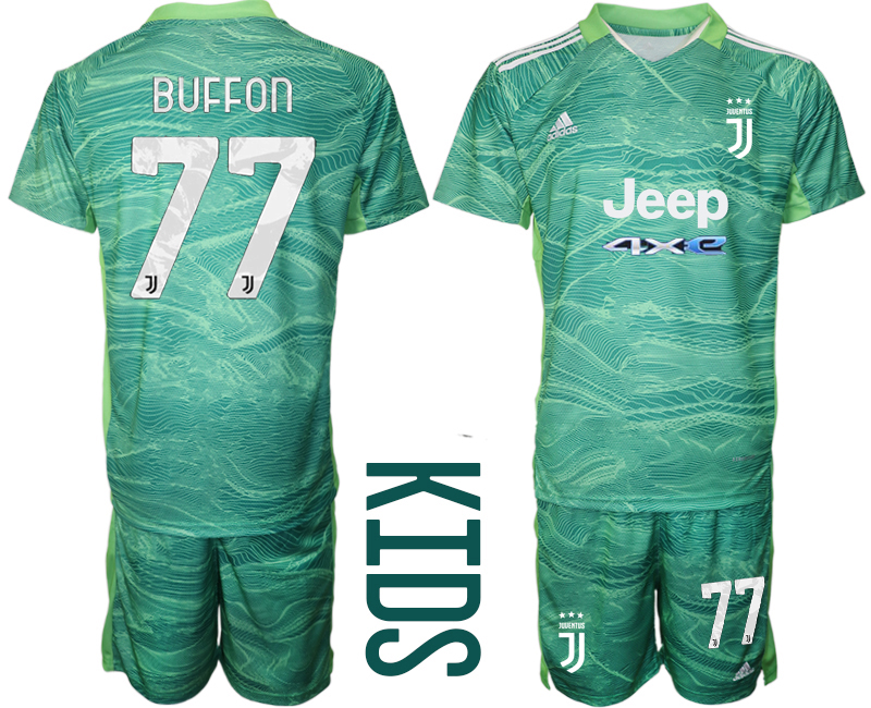 Youth 2021-2022 Club Juventus green goalkeeper #77 Soccer Jersey